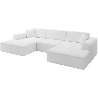 altdecor Eckcouch Samt 4-Sitzer Weiß