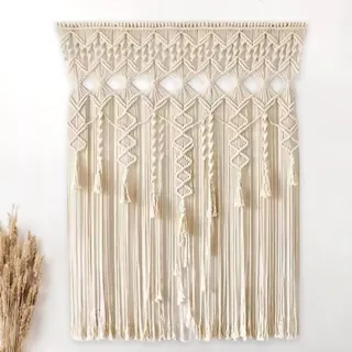Makramee Wandbehang Vorhang,Große Gewebt Tapisserie Makramee Tür Hängend, Raumteiler Vorhänge Fenstervorhang Türvorhänge, Baumwolle Fadenvorhang,Boho Türvorhang,für Zimmer Hochzeitsfeier Dekor (Stil1)