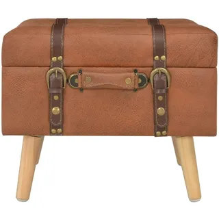 vidaXL Hocker mit Stauraum 40 cm Hellbraun Kunstleder