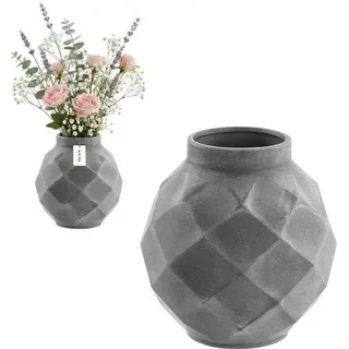 Famanu Keramische Vase - Handgefertigtes Muster - 11 x 22 cm - Grau Beton