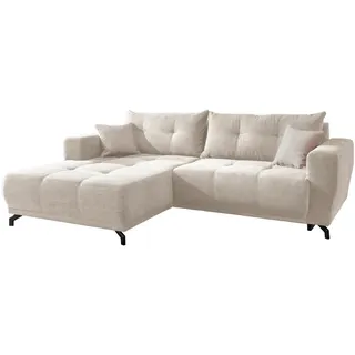 Mid.you Ecksofa, Beige, Metall, 4-Sitzer, Füllung: Schaumstoff, Ottomane links, L-Form, 246x177 cm, seitenverkehrt erhältlich, Rücken echt, Armteil links, rechts, elektrischer Sitzvorzug, Wohnzimmer, Sofas & Couches, Wohnlandschaften, Ecksofas