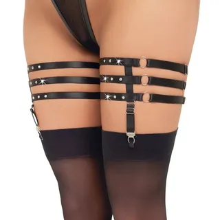 Cottelli Collection Strumpfband Straps-Strumpfband - schwarz, mit Schmucksteinen schwarz L/XL