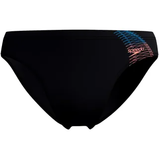 Speedo Badeslip Medley Logo Black/Neon Coral M