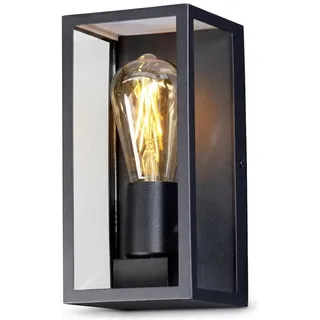 Licht-Erlebnisse Außenwandleuchte Aluminium H: 23,5 cm  E27 IP44 Schwarz