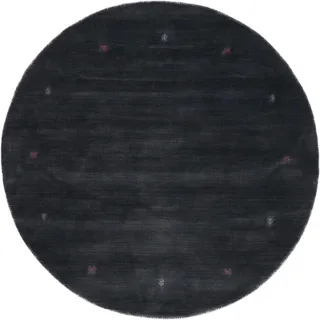 carpetfine Gabbeh Uni Wollteppich Ø 120 cm grau