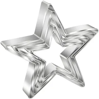 AVANA Ausstechformen Sterne 5 Stück, Edelstahl Ausstecher Set | Keksformen, Plätzchenausstecher, Weihnachten, Keks, Plätzchen, Silber