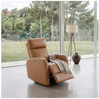 CHITA Relaxsessel Elektrischer Funktionssessel, Fernsehsessel, Echtleder, 270° drehbar (1 St), mit Liegefunktion aus Echtleder,Verstellbar,sessel wohnzimmer,Heimkino braun