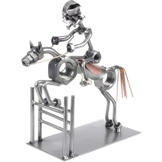 metalman24 Schraubenmännchen Springreiter Pferd - Handarbeit Geschenkidee Metallfigur Metallmännchen Stahlfigur Schraubenmännle - Deko für Büro & Zuhause