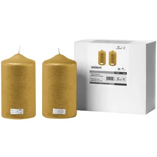 Fink Stumpenkerze CANDLE (Set, 2-tlg) goldfarben Ø 8 cm x 15 cm