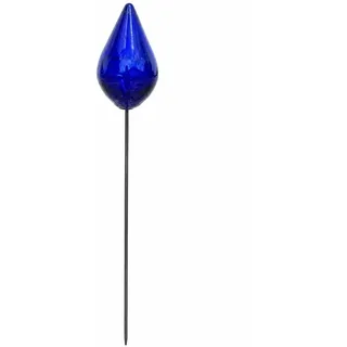 2er Set Glas Gartenkugeln Gartenstecker Blau Gelb handgefertigt auf Metallstab Gartendeko - Blau/Gelb