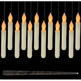 autolock LED-Kerze 12x Flammenlose LED Kerze mit Zauberstab Fernbedienung, LED Kerzen, Flackernde Kerzen Tischkerzen Weihnachtsdekoration Halloween goldfarben