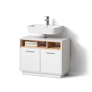 livinity Waschbeckenunterschrank Temo 80 x 64 x 40 cm Weiß
