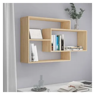 furnicato Wandregal Wandregalset 104x20x58,5 cm Sonoma-Eiche aus Holzwerkstoff, 1-tlg., Wandboard mit drei offenen Fächern und 40 kg Belastbarkeit im Büro braun