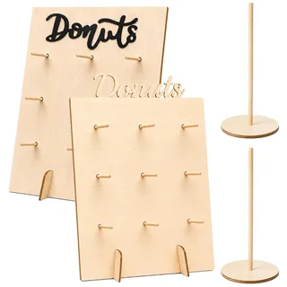 4 Stück Donut Wand Hochzeit,Donuts Ständer Holz,Donuts Stander,Candy Bar Donut Wand,Donut Board,Donut Tafel,Donut Halter,Donut Dekoration für Hochzeiten Geburtstage, Babyparty, Jubiläen, Konditoreie