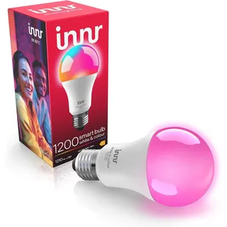 innr Zigbee E27 Smart Lampe, funktioniert mit Hue* und Alexa (Bridge erforderlich), White & Color, 50% mehr Helligkeit, 16 Million Farben, Smart Home Glühbirne, Dimmbar, 1210 Lumen, 1 Stück