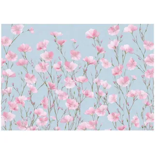 WallArena Fototapete Blumen Wiese Rosa 200x140 cm