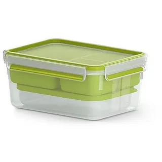 Emsa Lunchbox Lunchbox XL mit Einsätzen Clip Go, Kunststoff, (1-tlg., Box mit Deckel, 3 Einsätzen und einer Dose mit Deckel) grün|weiß