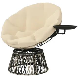 Outsunny Papasansessel Korbsessel 76 x 118 x 88 cm beige 1 St.