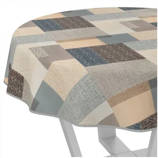 ANRO Tischdecke Wachstuchtischdecke abwaschbar Mirka Tischwäsche (Einzelstück 1-tlg), wasserabweisend pflegeleicht Patchwork Mehrfarbig Rund 140cm bunt Rund | Ø 140 cm x 140 cm x 140 cm