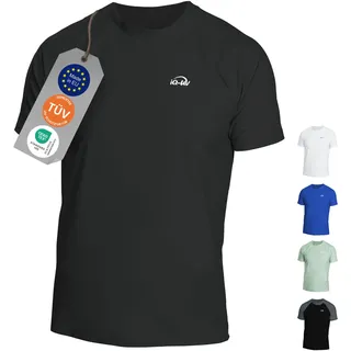 iQ-UV Shirt für Herren mit UPF 50+ Schutz Schwarz L - Loose Fit Kurzarm Schwimmshirt für Herren mit UV-Schutz - Schnelltrocknendes Surf- & Badeshirt UV für Männer - TÜV & Oeko-TEX 100 geprüft
