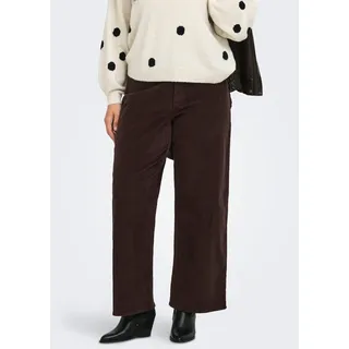 Cordhose ONLY CARMAKOMA "CARHOPE GLOBAL EX HW WIDE CORD PNT NOOS", Damen, Gr. 44, Länge 32, braun (schwarz coffee), Cord, Obermaterial: 98% Baumwolle, 2% Elasthan, unifarben, relaxed fit lang, Hosen Cordhose, Baumwollmischung, High Waist