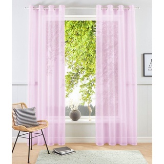 Gardine XANA, my home, Ösen (1 St), transparent, Polyester, Voile, Bestseller, einfarbig, 1 Schal, pflegeleicht, unifarben rosa 140 cm x 145 cm
