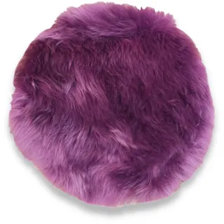 Leibersperger Lammfell Sitzkissen rund Ø 40cm – Echtes Merino Lammfell – rutschfest – Gemütlich und wärmend – Optischer hingucker – Lange Haltbarkeit (lila)