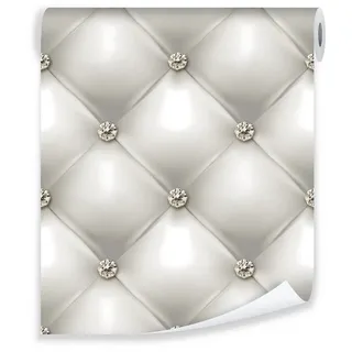 Wallarena Vliestapete Grau Abstrakt Diamanten Lederoptik 3D Effekt Luxus 10m x 50cm, Premium Halbmatt Glatt Vlies, Abstrakt, 3D-Tapete, (Eine Rolle, 1 St., Vliestapete), Vliestapete grau Wohnzimmer Schlafzimmer Küche Tapete + Kleister grau