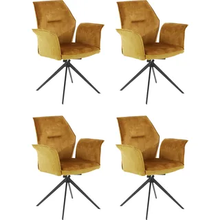 Esszimmersessel HELA "SUSANNE" Sessel Gr. Microfaser-Webstoff, Drehfunktion, B/H/T: 65 cm x 92 cm x 64 cm, goldfarben (vintage gold, 4er set) Esszimmersessel