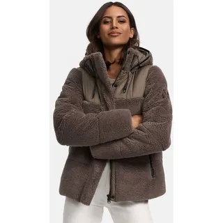 Winterjacke MARIKOO "Kaguraa", Damen, Gr. XS, grau (stone braun), Obermaterial: 100% Polyester. Innenseite: 100% Polyester. Futter: 100% Polyester. Wattierung: 100% Polyester, Jacken Winterjacke, warme Teddyfell Sherpa Jacke, Topseller