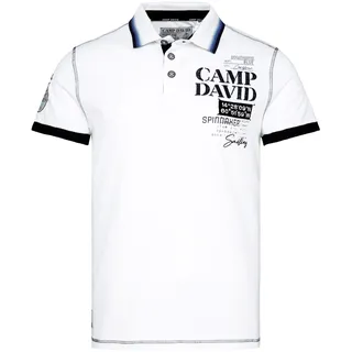 Camp David Herren Poloshirt mit Logo-Applikationen Opticwhite XL - XL