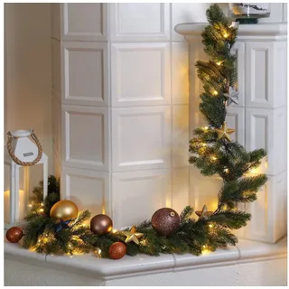 MARELIDA LED-Girlande LED Tannengirlande Weihnachtsgirlande 2,7m Timer Batterie für Außen, 50-flammig grün