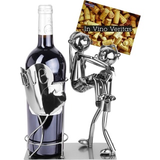 BRUBAKER Weinflaschenhalter Liebespaar mit Herz Love, (inklusive Grußkarte), Metall Skulptur, romantisches Geschenk, Flaschenhalter silberfarben