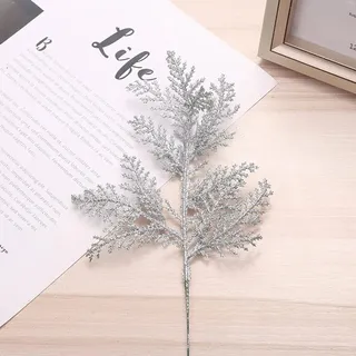Blanketswarm 10 künstliche Weihnachts-Glitzerblätter, künstlicher Baumzweig, DIY-Weihnachtsbaum-Anhänger für Zuhause, Hochzeit, Party, Urlaub, DIY-Dekoration