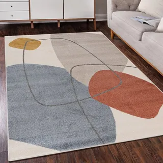 Mazovia Designteppich Modern Teppich Kurzflor Wohnzimmerteppich Japandi Scandi Beige Creme, 180 x 250 cm, Fußbodenheizung, Allergiker geeignet, Farbecht, Pflegeleicht beige|braun 180 x 250 cm