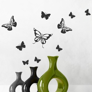 DESIGNSCAPE® Wandtattoo Dekoratives Schmetterlings-Set | Farbe: schwarz | Größe: klein (3x5-13x16 cm)