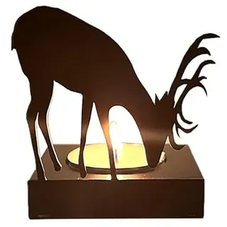 JAWSEU Dekoratives Teelichthalter Hirsch Schwarze Kerzenhalter, Tier Teelicht Kerzenständer Teelicht Kerzentablett Licht und Schatten Weihnachtskerzenhalter Ornament für Hochzeit, Party-Dekoration