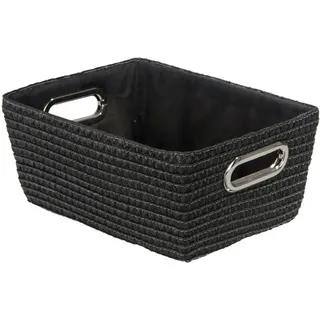 Wenko - Aufbewahrungskorb Chromo Schwarz, Schwarz, Polypropylen schwarz, Polyester chrom - schwarz