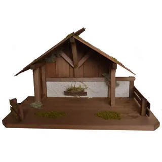 Alfred Kolbe Krippe Krippenstall für 15 cm Figuren, Weihnachtsdeko (1-tlg), Echtholz braun