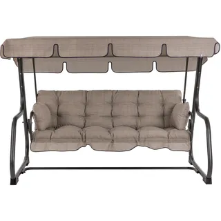 PATIO Hollywoodschaukel mit Liegefunktion 170 cm Parma mit Auflagen Sonnendach Seitenkissen 3 Sitzer auf Federkern beige