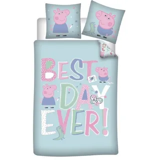 Peppa Pig Bettwäsche Set Decke & Kissenbezug 140x200 + 63x63 cm aus Polyester