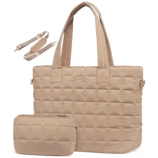 LOVEVOOK Laptoptasche Damen 15,6 Zoll, Puffer Handtasche Shopper Tasche | Leicht, groß, mit Abnehmbarer Schultergurt, Arbeitstasche Schultasche Lehrertasche, Bürotasche für Arbeit Büro Uni Reise