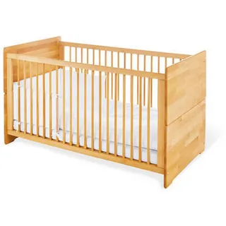 Pinolino Gitterbett Pinolino Natura, Buche, Holz, Buche, massiv, 140x70 cm, zum Juniorbett umbaubar, höhenverstellbar, Sitzsofa Lattenrost inklusive, Schlupfsprossen, Babymöbel, Babybetten, Gitterbett
