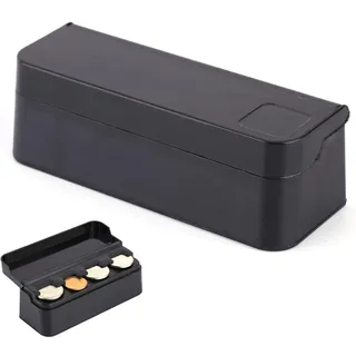 Münzhalter Auto, Münzbox, Kunststoff Münzhalter mit 4 Fächer fur Auto | Münzen Organizer Sortierer fürs Auto Behälter, Schwarz, Einfaches Einlegen Und Entnehmen, für 0 – 2,7 cm MüNzgrößEn