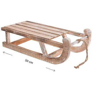 Rechberger Mini-Holzschlitten 50 x 24 x 14 cm Weiß