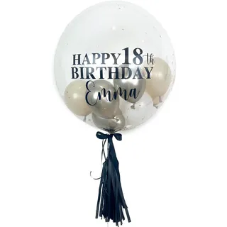Bubble Fabrik - Personalisiertes Ballongeschenk: Durchsichtiger Heliumballon mit Bunten Ballons, Geschenk für Geburtstag, Geburtstagsgeschenk