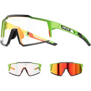 KAPVOE Selbsttönende Fahrradbrille für Herren Damen, TR90 Sportsonnenbrille mit UV400 und rutschfestem Sitz für Rennrad, MTB, Gravel & Laufen, K9022
