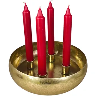 4er Kerzenhalter Advent 22cm Gold Adventskranz Kerzenständer Schale Dekoschale