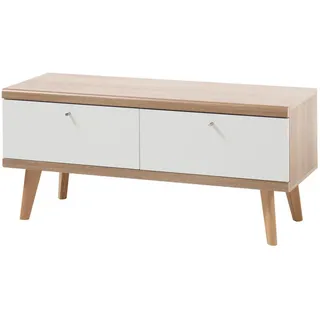 furn.design Helge TV-Lowboard 107x50x40 cm Weiß/Eiche Massivholz