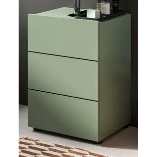 Inn.Furn Waschbeckenunterschrank Larik (Badschrank in Grün mit schwarzen Rillen, Breite 40 cm) mit MDF-Front, Türanschlag wechselbar grün